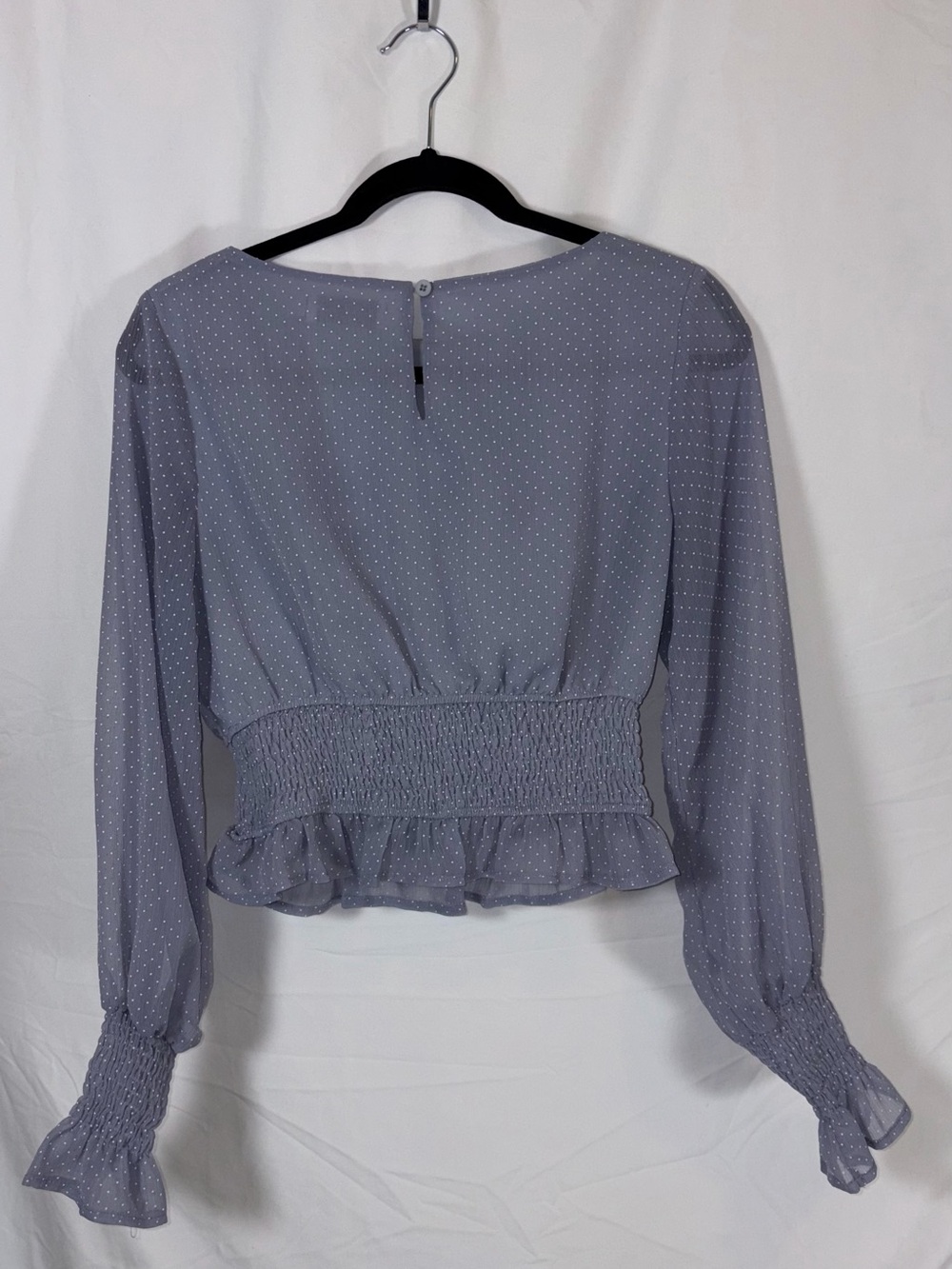 Petal & Pup Lavender Polka Dot Smocked-Waist Blouse - Picture 2 of 7